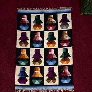 Peruvian Wool Colorful Geometric Patterned Rug